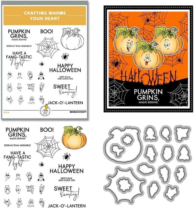 Yi Xuan Halloween Clear Silicone stampReusable Stamp with Pumpkins, Skulls, Bats, Santa Claus, and Holiday Designs. Used for Making Cards, scrapbooks, and DIY templates (Halloween Pumpkin) - Image 1